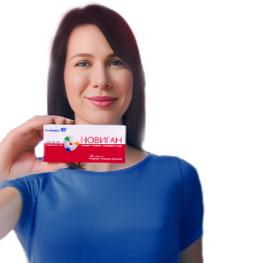 Женщина с упаковкой Новиган в руке